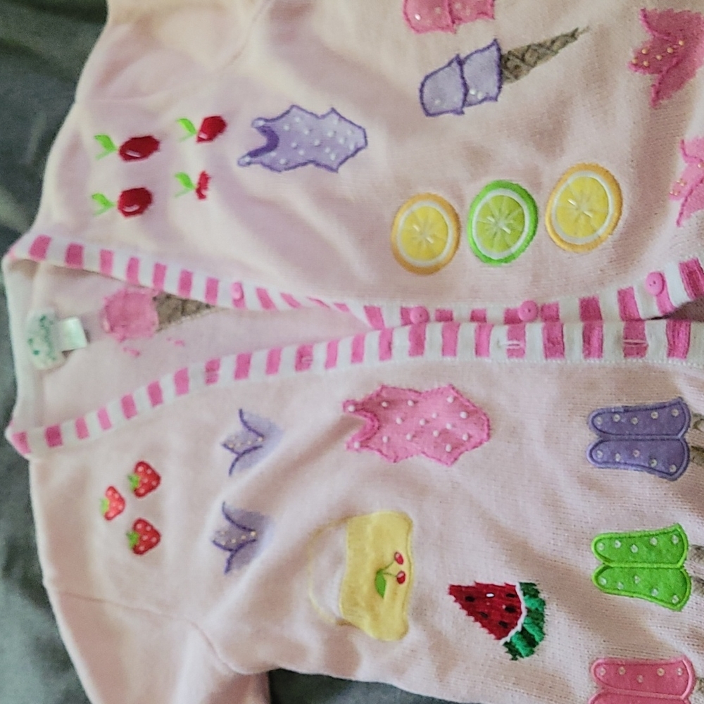 Pink Cardigan with Colorful Embroidery